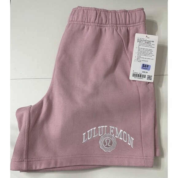 NWT Lululemon Scuba Mid-Rise Oversized Short 7" *Graphic Pink Haze Womens Large - Picture 9 of 9